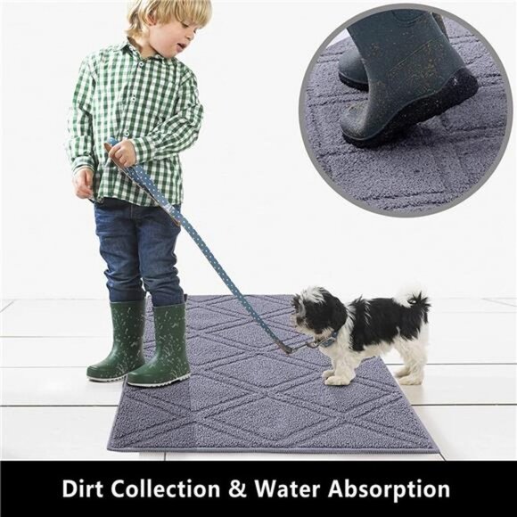 Indoor Doormat Front Door Mat Non Slip Rubber Backing Super Absorbent, 20"x 32" - Picture 3 of 7